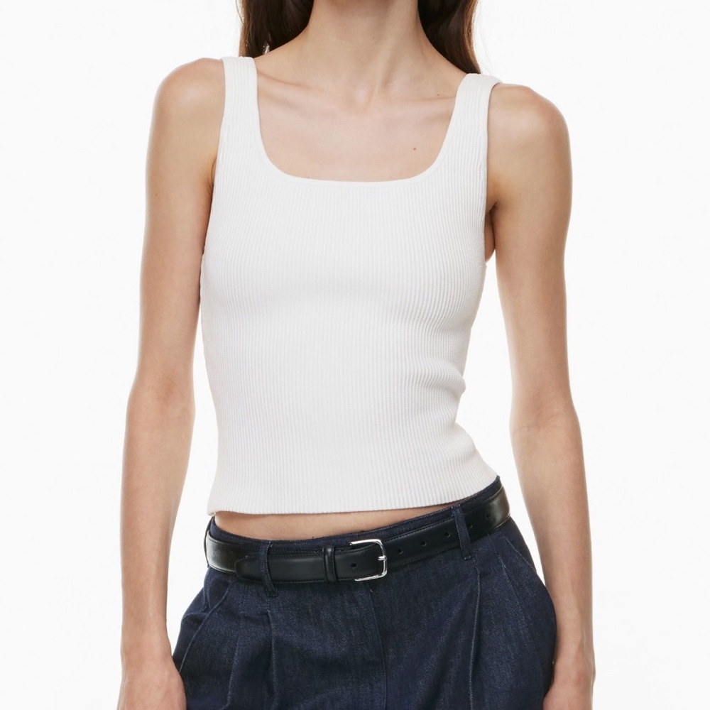aritzia babaton sculpt knit white square neck tank top minimalist basic S